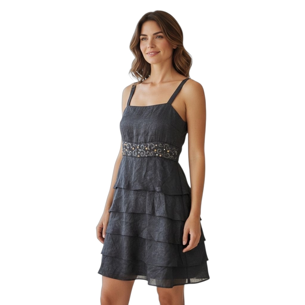 R&M Collection Tiered dress  sleeveless blue sz 8